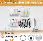 2 Pack Tumbler Lid Organizer, Over Cabinet Door Cup Lid Organizer, Self-Adhesive Tumbler Lid Hook, Tumbler Lid Holder for Kitchen Organizers and Storage - Image 3