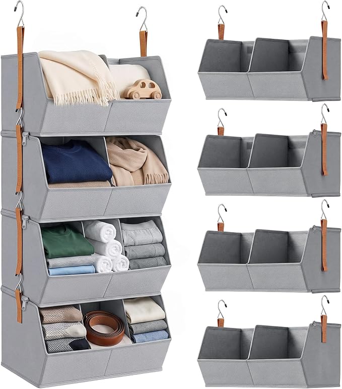4 Tier Collapsible Hanging Closet Organizer with Hooks Zipper by Unknown