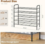 Hoctieon 5 Tier Mesh Style Shoe Rack, Entryway Shoe Shelf, Shoe Storage Organizer, Shoe Rack for Closet, Space Save for Bathroom, Garage, Hallway, Bedroom, Living Room, Black - Image 3