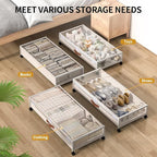 Under Bed Storage Containers with Wheels Large Underbed Shoes Blankets Clothes Toy Storage Drawers for College Dorms Bedrooms Nursery Rooms Organization (White 2 Pack, 7.5in height(36"x16.6"x7.48")) - Image 6