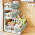 Under Sink Organizer, 3-Tier Thickened Metal Pull out Cabinet Organizer Shelf, Height Adjustable Slide out Storage Drawer Rack for Kitchen Bathroom Pantry Laundry Home, 1-Pack, LightBlue by HERJOY