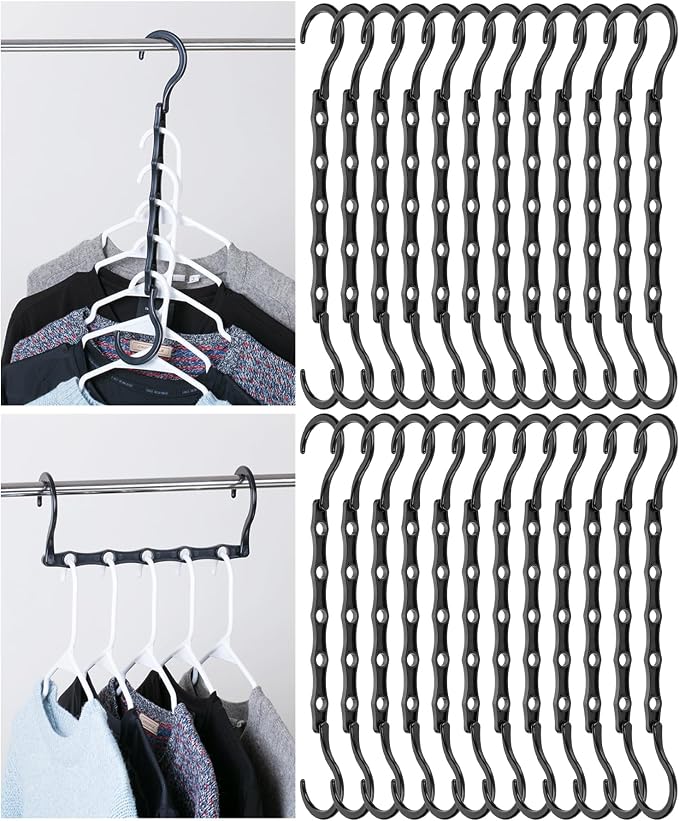 Mr. Pen- Bulk Space Saving Hangers for Clothes, 24 pcs, 5 Slots, Plastic | Collapsible Hangers with 360° Swivel Hook, Hanger Hooks Space Saver for Closet Organizers and Storage, Dorm Room Essentials by MrPen