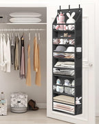 STORAGE MANIAC Over the Door Organizer 6-Shelf Closet Hanging Storage with 14 Mesh Pockets, 66lbs Capacity Clear Deep Pockets Behind Door Storage for Nursery, Bathroom, Bedroom, 1 Pack Black - Image 8