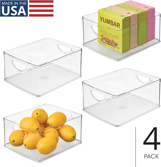 iDesign Plastic Stackable Kitchen Cabinet Storage Bin, Clear, 4-Pack - Image 2
