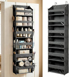 HOMELUX THEORY Over the Door Organizer, 6-Tier, 100D Fabric, Dark Gray 1pc | Over the door shoe organizer, 50 lbs capacity, 12 side mesh pockets, 100D extra thick fabric, Closet & entryway storage by HomeluxTheory