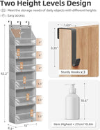 STORAGE MANIAC Over the Door Organizer 6-Shelf Closet Hanging Storage with 14 Mesh Pockets, 66lbs Capacity Clear Deep Pockets Behind Door Storage for Nursery, Bathroom, Bedroom, 1 Pack Grey - Image 3