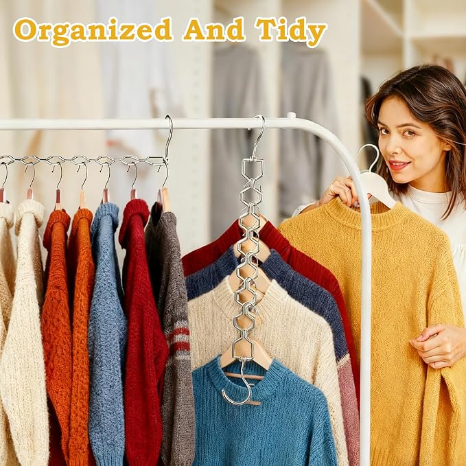 6 Pack Space Saving Metal Collapsible Hangers for Heavy Clothes, 22Lbs Capacity Hook Closet Space Savers Metal Hanger Organizer for Dorm, Room Essentials Storage Sliver - Image 7