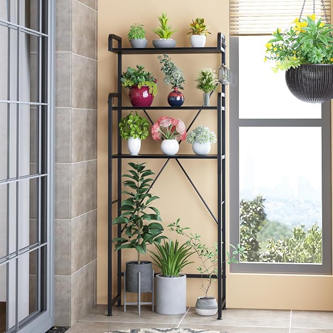 Huhote Over-The-Toilet Storage Rack with 3-Tier Shelves, Space Saver Toilet Shelf, Bathroom Storage Organizer with Hooks for Over-Toilet Storage (Black) - Image 8