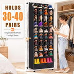 UVIAHOMI 30-40 Pairs Over the Door Shoe Organizer, 40 Breathable Pockets Hanging Shoe Storage for Closet, 10-Tier Door Shoes Rack, Handing Shoes Holder Fit All Family's Sneakers, Boots - Image 2