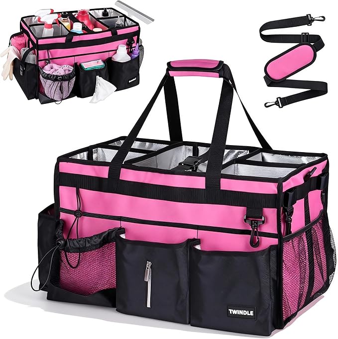 Extra-Large Wearable Cleaning Caddy With Detachable Divider,Cleaning Caddy For Cleaning Supplies Large Cleaning Supply Caddy With Adjustable Shoulder Strap & Waist Belt For Cleaners by TWINDLE