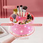 fanado Bling 360° Rotate Makeup Brush Holder Organizer, Makeup Organizers Countertop, Makeup organization and Skincare Storage for Vanity, Gift for Women Girls (Bling dz-Pink) - Image 2