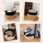 INDRESSME XXXLarge Woven Rope Blanket Basket Living Room Black Camel, 90L - Image 4