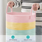 YOUDENOVA Cotton Rope Laundry Hamper Basket, 58L Blanket Basket for Nursery - Image 4