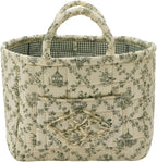 Quilted Fabric Storage Basket with Handles & Pocket, Foldable Laundry Hamper Boho Floral Print Organizer Bin for Home, Picnic, Office 12"x10"x10" (B-2) - Image 5