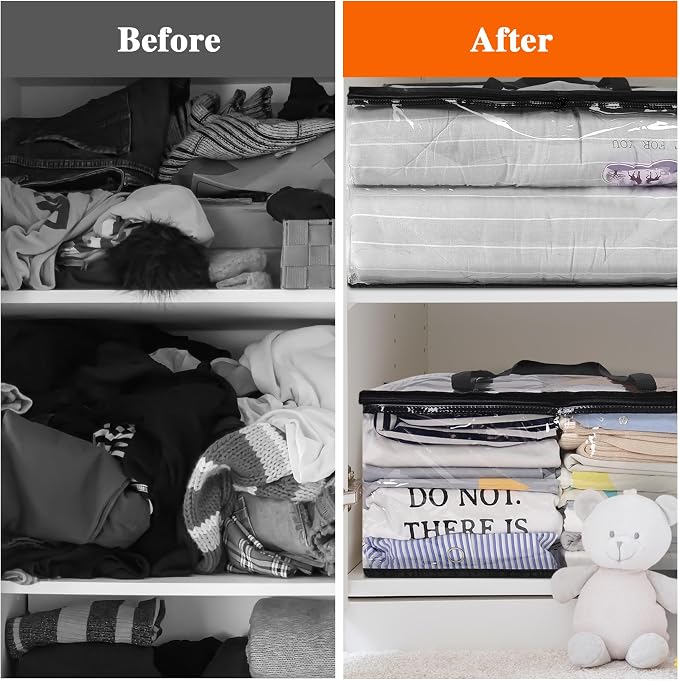 Vieshful 7 Pack Clear Clothes Storage Bags with Zipper 60L - Image 6