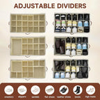 2-Pack Extra Large Shoe Organizer for Closet, Foldable Shoe Storage Container with Adjustable Dividers & Clear Lid, Holds Up to 18 Pairs, Space-Saving Shoe Boxes, White - Image 3