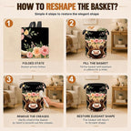 Highland Cow Laundry Hamper,Watercolor Flowers Foldable Oxford Basket with Handles, Portable Clothes Storage Bucket and Laundry Bag for Bathroom Laundry Room Bedroom Dorm Decor,20.8x16 Inch - Image 6