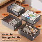 XXXXL 125L Under Bed Storage, Storage Containers with Support & Clear Lid, Support Frame, Underbed Storage Bins for Clothes, Shoes, Blankets, and Toys 2 pack - Image 6