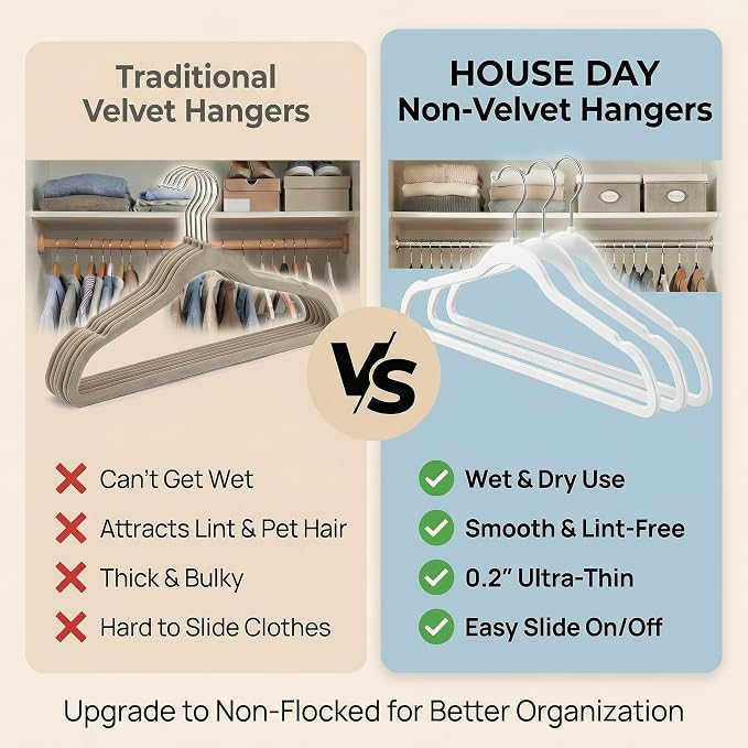 HOUSE DAY Ivory Plastic Hangers 50 Pack - Ultra-Thin Heavy Duty Non-Velvet - Image 6