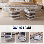 Collapsible Plastic Rolling Laundry Basket Hamper with Wheels, 45L Portable Rubber Clothes Basket, Pop Up Storage Container/Organizer for Washing & Storage, Grey - Image 6