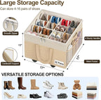 2 Pack Large Shoe Organizer for Closet, 32 Pairs Shoe Storage Box Beige - Image 4