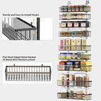 Moforoco 9-Tier Over The Door Pantry Organizer, Pantry Organization and Storage, Black Hanging Basket Wall Spice Rack Seasoning Shelves, Home & Kitchen Bedroom Bathroom House Essentials - Image 2