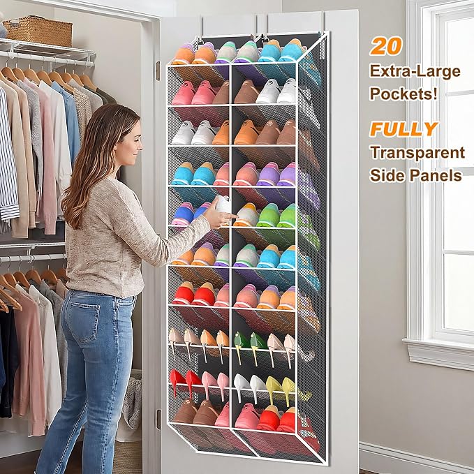 UVIAHOMI Over the Door Shoe Organizer for 30 Pairs, 10-Tier, Dark Grey - Image 6
