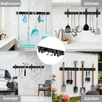 Broom Holder Wall Mount, 2-Pack Stainless Steel Mop and Broom Organizer, Broom Hanger with 2 Slots 2 Hooks for Home Kitchen, Garage, Garden and Laundry Room, Black - Image 7