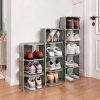Kitstorack 10-Tier Vertical Plastic Shoe Rack, Freestanding Stackable Shoe Storage Organizer Cubes Shoe Shelf Tower or Small Closets and Tight Spaces, Gray - Image 9