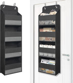 Giraffe Creation Compact Black Over Door Organizer with 4 Large Clear Pockets, Compact Hanging Door Storage for Bathroom, Dorm, Bedroom, Closet, Toiletries by Giraffe+Creation