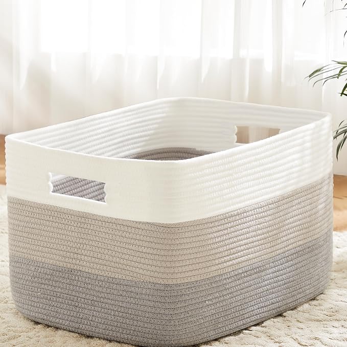 Artfeel Blanket Basket,Rectangle Woven Baskets for Storage,65L Laundry Basket for Decorative Nursery Blanket,Toys,Dirty Clothes and Magazine in Shelves,Baby Room,and Living Room by Artfeel
