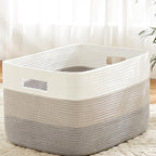 Artfeel Blanket Basket,Rectangle Woven Baskets for Storage,30L Laundry Basket for Decorative Nursery Blanket,Toys,Dirty Clothes and Magazine in Shelves,Baby Room,and Living Room by Artfeel