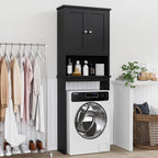 Shintenchi Over the Toilet Storage Cabinet, Bathroom Shelf Organizer with Anti-Tip Device Small Freestanding Space Saver with Adjustable Shelf，Black - Image 3
