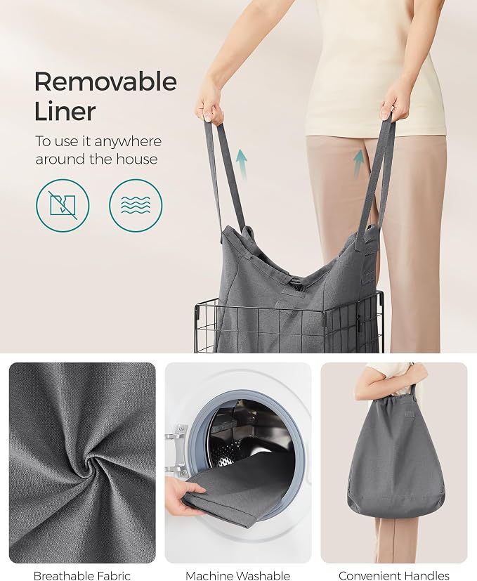SONGMICS Laundry Hamper, Collapsible, 11 Gal. (50L) - Image 5