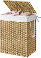 SONGMICS HOME Laundry Hamper with Lid, Clothes Basket with Removable Liner and Handles, 23.8 Gallon, Foldable Narrow Laundry Organizer for Bathroom, Bedroom, Light Brown by SONGMICSHOME