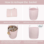 XUANGUO Cotton Rope Laundry Basket Hamper for Girls Kids Baby Nursery Pink - Image 6