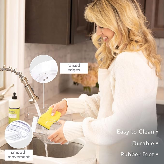 Oizeir Lazy Susan Turntable - Clear Acrylic, Removable Sections, Rotates 360 Degrees. Easily Organize Your Fridge, Cabinet or Counter. Great Carousel Storage for Food, Spices, Cosmetics. (4-Sections) - Image 6