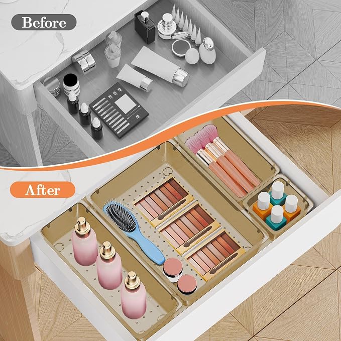 SpaceHacks 25 PCS Plastic Drawer Organizer, 4-Size Versatile Organizer Trays & storage Bins - Image 4