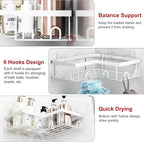 Liuoud Corner Shower Caddy 5 Pack Adhesive Stainless Steel Organizer White - Image 8