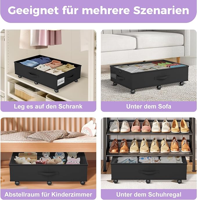 Babenest 2-Pack Under Bed Storage Organizer on 6 Wheels for Clothes - Image 5