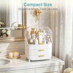 Vtopmart 3-Tier Skincare Makeup Organizer with Drawer and LId, White - Image 3