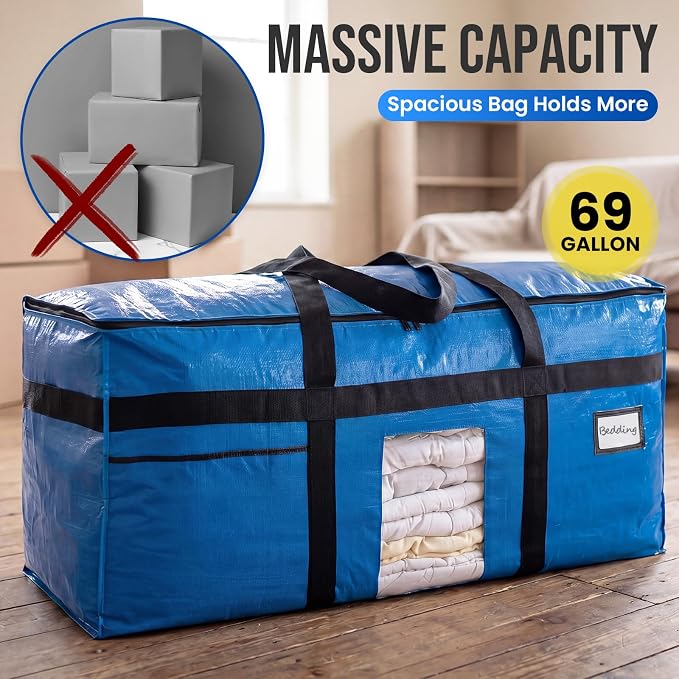 TAILI 1 Pack XXL Storage Bags with Visible Window and Handy Pocket,Blue - Image 6
