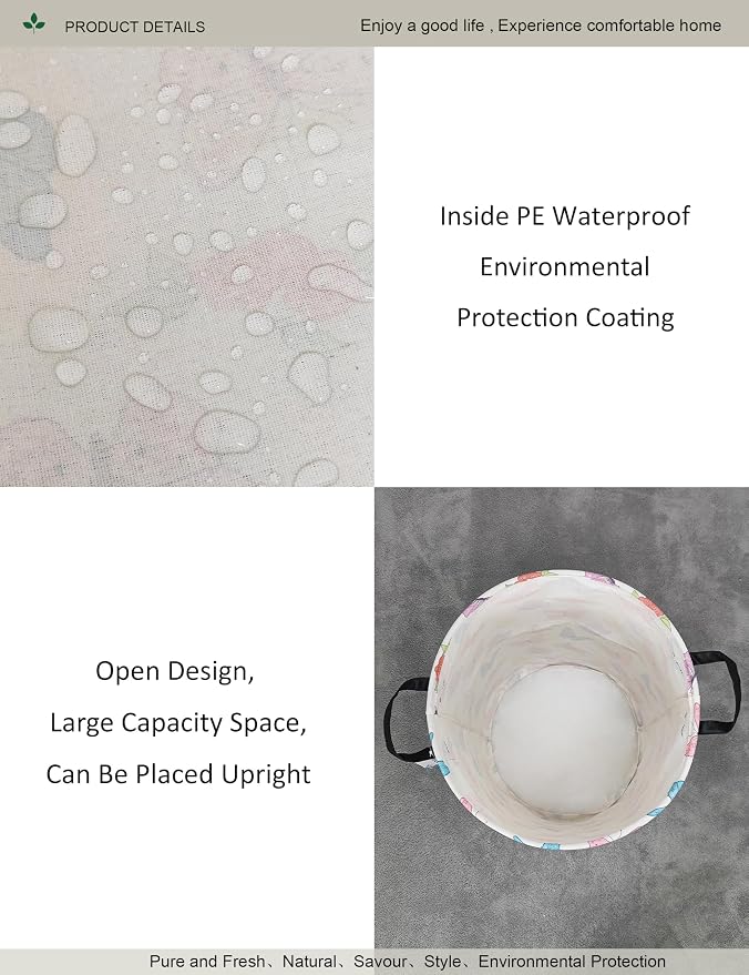 Round Butterfly Laundry Hamper Waterproof Fabric Home Storage - Image 5