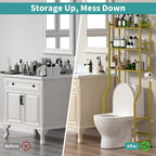 3-Tier Over Toilet Storage, Anti-Tip, 64" H, Gold - Image 6
