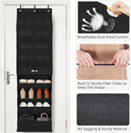STORAGE MANIAC Over the Door Shoe Organizer with Curtain Dustproof Heavy-Duty Large Deep Pocket Hanging Shoe Organizer for Closet Dorm & Narrow Door Storage Shoe Holder Shoe Rack, 9-Shelf Black 1 Pack - Image 4