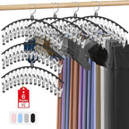 Upgrade 6 Pcs Skirt Pants Hangers with Clips, Metal Legging Organizer Black by Besslly