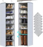 Hanging Shoe Organizer for Closet, 8 Tier Extra Wide Closet Shoe Organizer | Adjustable Shelf Height for Boots and Shoes, Heavy Duty Hanging Shoe Rack for Closet Rod, Space-Saving Shoe Storage Organizer by Ofiray-home