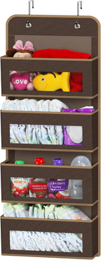 Simple Houseware 4 Clear Window Pocket Over Door Hanging Organizer, Brown by SimpleHouseware