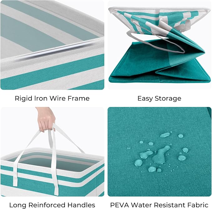 HomeHacks 2 Pack Large Laundry Baskets, Laundry Hampers Bags (Green 75Lx2) | Waterproof, Freestanding, Collapsible Clothes Hamper with Reinforced Handles in Laundry Room, Dorm, Bathroom, Bedroom - Image 2