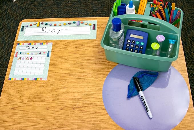 Teacher Created Resources Eucalyptus Green Portable Plastic Storage Caddy 6-Pack for Classrooms, Kids Room, and Office Organization, 3 Compartments - Image 5